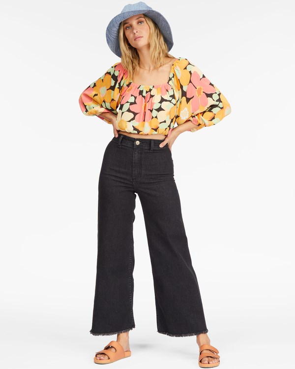 Billabong Sun City 2 Puff Sleeve Crop Top Multi | WVRSML-086