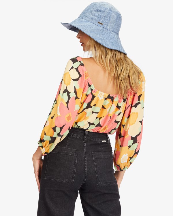 Billabong Sun City 2 Puff Sleeve Crop Top Multi | WVRSML-086