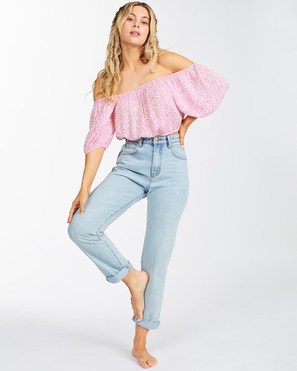 Billabong Sun City Off-The-Shoulder Crop Top Růžové | AQHOKE-528