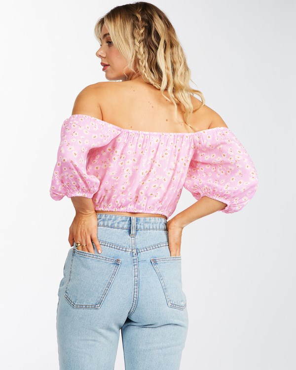Billabong Sun City Off-The-Shoulder Crop Top Růžové | AQHOKE-528