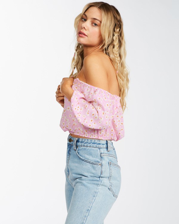 Billabong Sun City Off-The-Shoulder Crop Top Růžové | AQHOKE-528