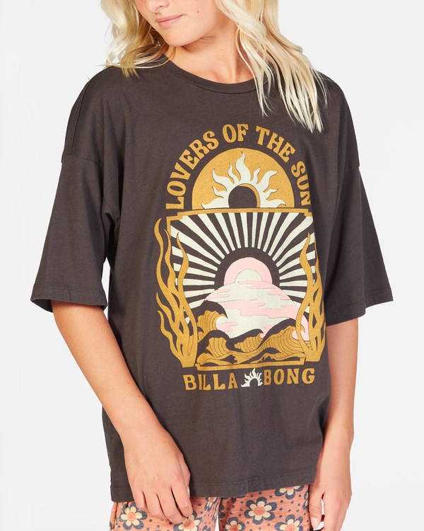 Billabong Sun Lovers Boyfriend T-Shirt Černé | NDOTIS-849