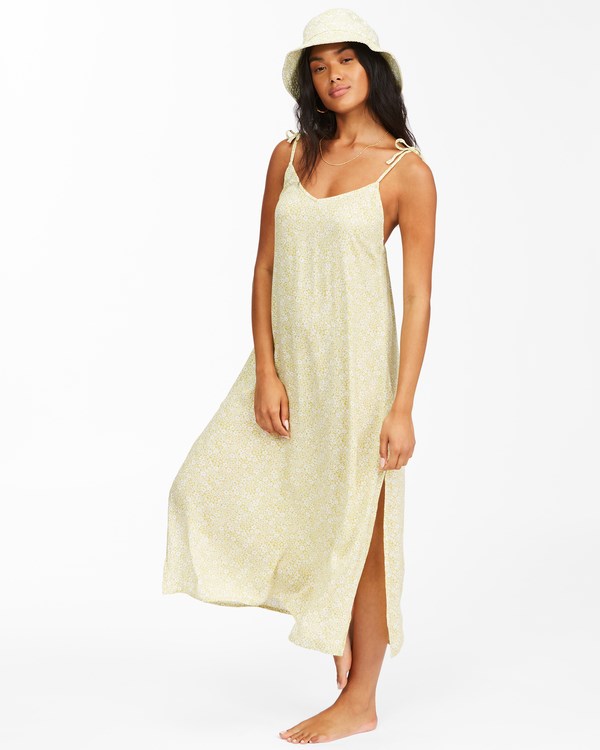 Billabong Sunbright Midi Slip Šaty Lime | CIURWP-583