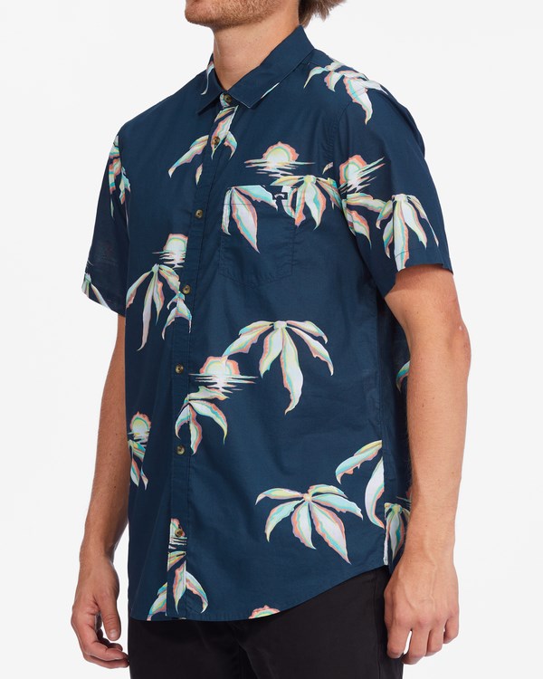 Billabong Sundays Floral Krátké Sleeve Shirt Tmavě Blankyt | RDNLXV-276