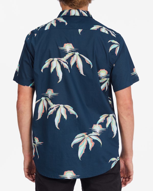 Billabong Sundays Floral Krátké Sleeve Shirt Tmavě Blankyt | RDNLXV-276
