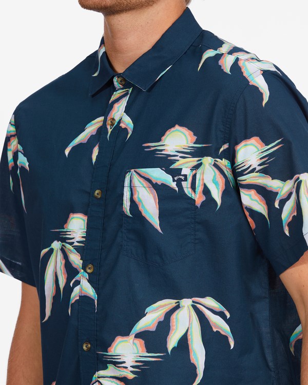 Billabong Sundays Floral Krátké Sleeve Shirt Tmavě Blankyt | RDNLXV-276