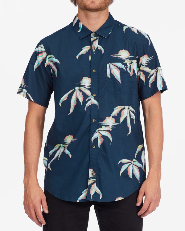 Billabong Sundays Floral Krátké Sleeve Shirt Tmavě Blankyt | RDNLXV-276