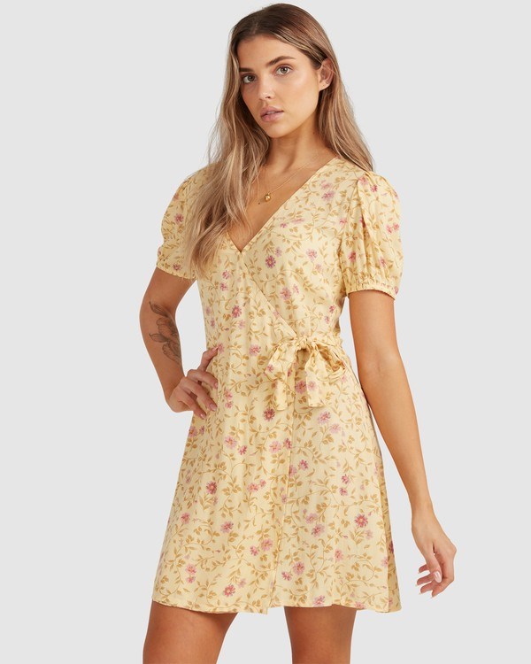 Billabong Sunlit Wrap Šaty Žluté | TZWKMC-819