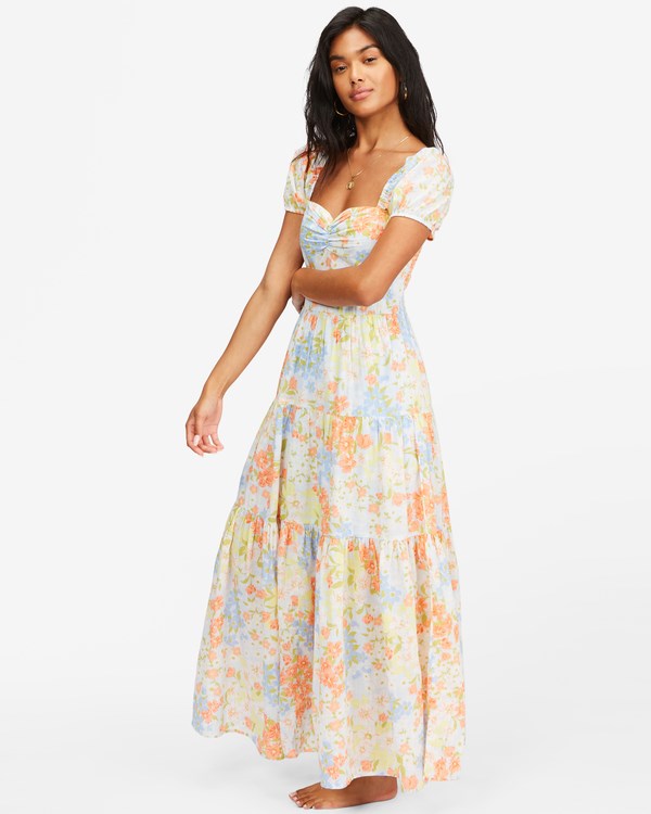 Billabong Sunrise Maxi Šaty White/Multi | CWVEUZ-529