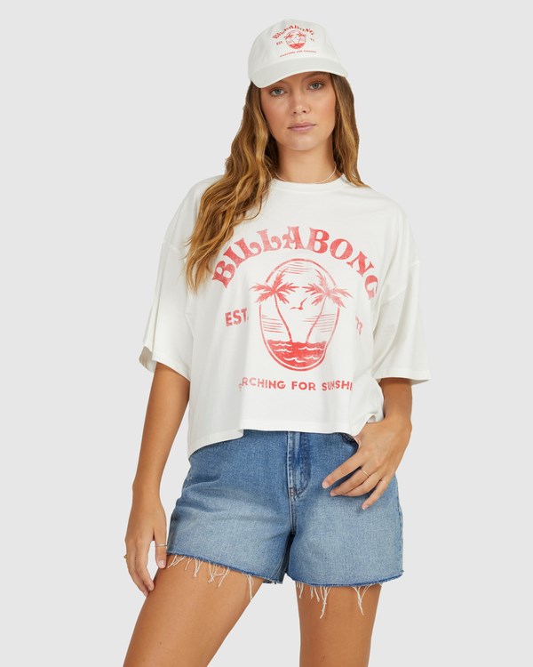 Billabong Sunshine Life Cropped Boyfriend Grafická T-Shirt Bílé | TZWKVJ-562