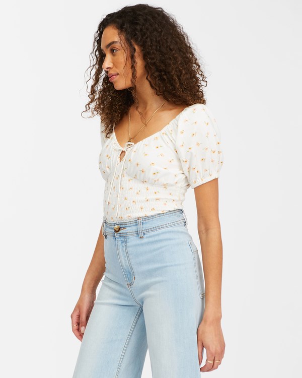 Billabong Sweet Sunset Printed Knit Top Salt Crystal | KFXEZM-013