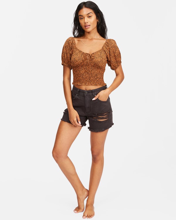 Billabong Sweet Sunset Printed Knit Top Toffee | KWJDRV-802