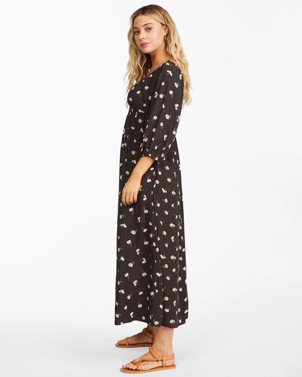 Billabong Swept Away Midi Šaty Černé | KESIHF-578