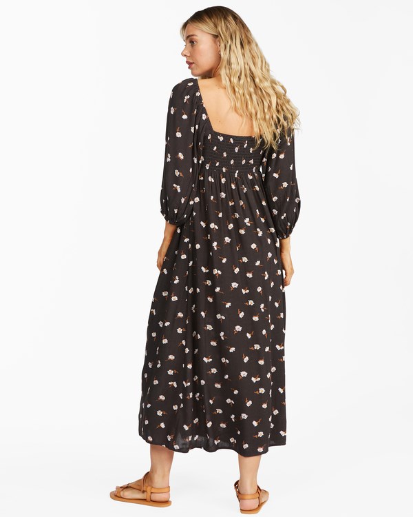 Billabong Swept Away Midi Šaty Černé | KESIHF-578
