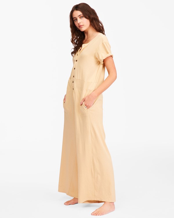 Billabong That Kind Of Day Knit Jumpsuit Desert Sand | HWCJFV-589