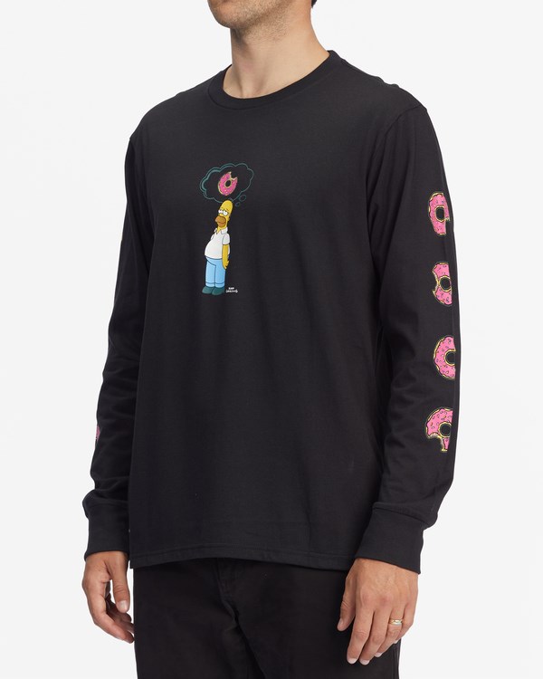 Billabong The Simpsons Donut Organic Long Sleeve T-Shirt Černé | EWQBAD-127