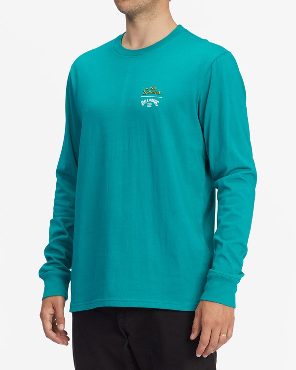 Billabong The Simpsons Family Couch Organic Long Sleeve T-Shirt Teal | NFMQVL-694
