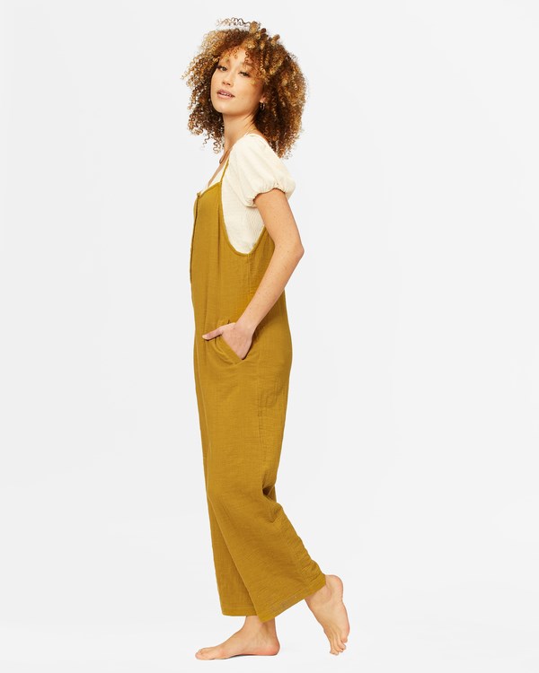 Billabong Throw And Go Relaxed Jumpsuit Olivy Zelené | NJTUAE-384
