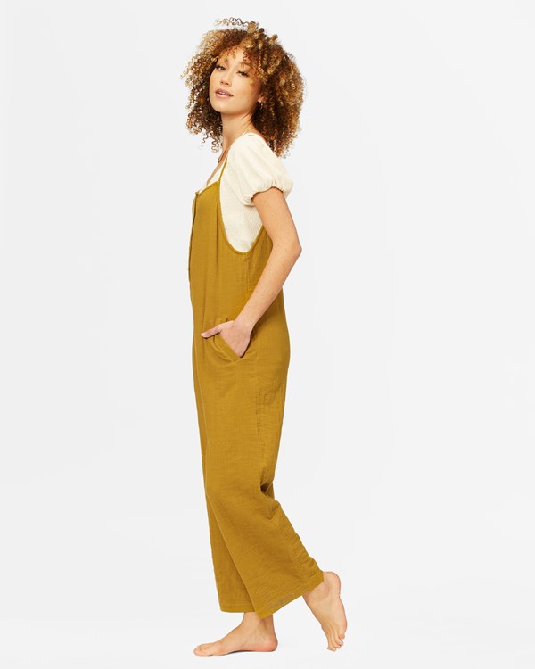 Billabong Throw And Go Relaxed Jumpsuit Olivy Zelené | NJTUAE-384