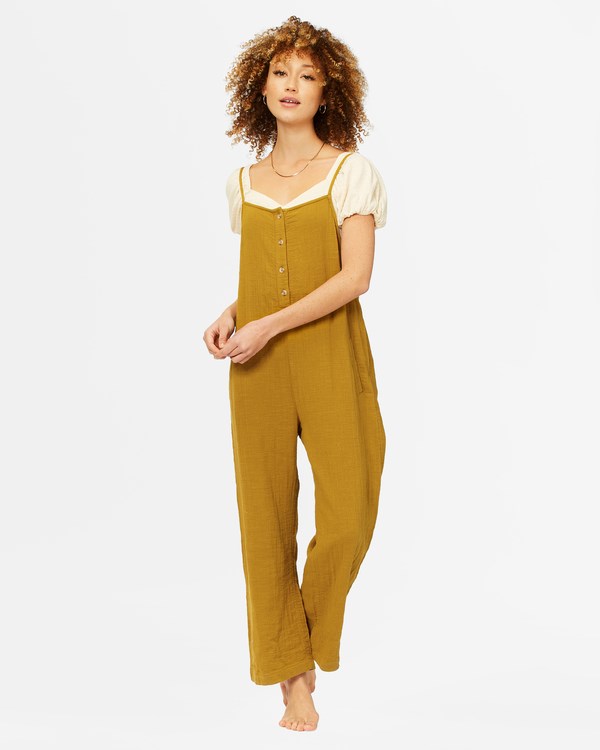 Billabong Throw And Go Relaxed Jumpsuit Olivy Zelené | NJTUAE-384