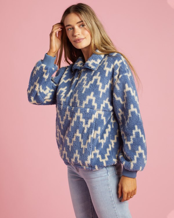 Billabong Time Off Half-Zip Fleece Pullover Indigo | NIXMZL-249
