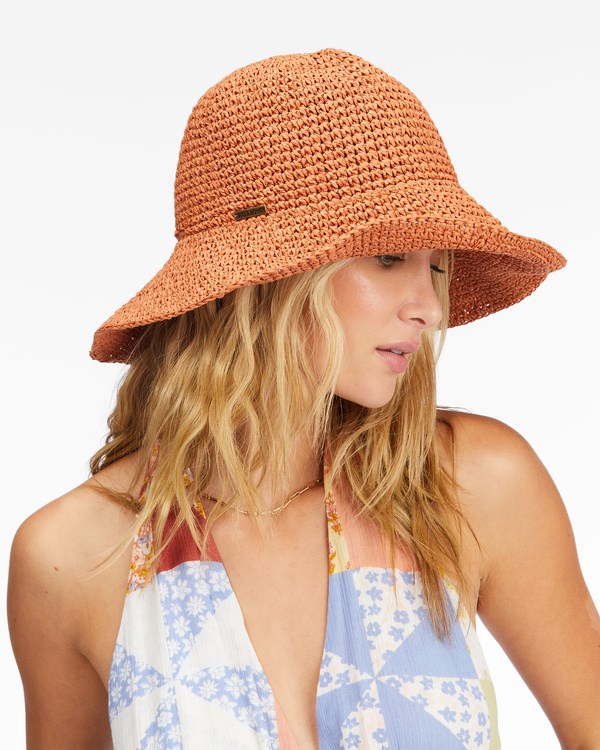 Billabong Time To Shine Straw Bucket Hat Desert Clay | FOSQNH-192