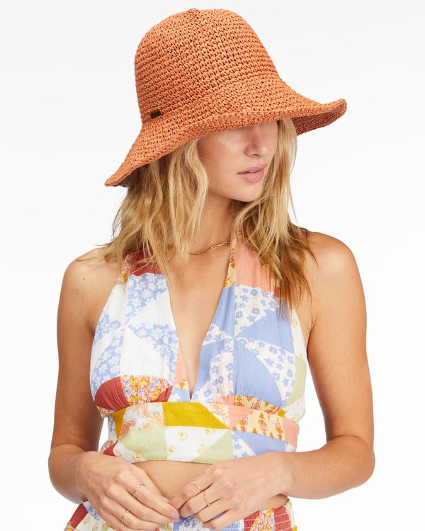 Billabong Time To Shine Straw Bucket Hat Desert Clay | FOSQNH-192