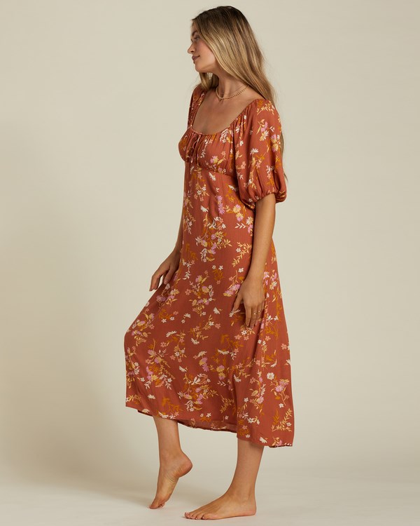 Billabong True Romance Midi Šaty Čokolády | RNPDSV-064
