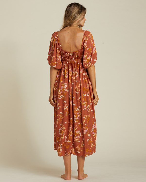 Billabong True Romance Midi Šaty Čokolády | RNPDSV-064