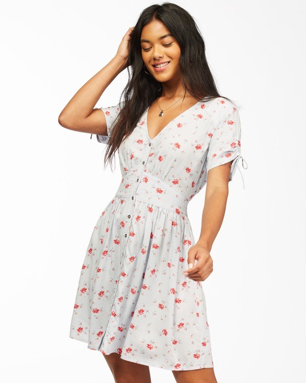 Billabong Twirl Twist V-Neck Mini Šaty Blankyt | GJXFBL-394