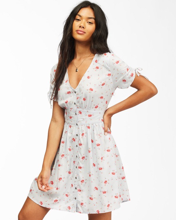 Billabong Twirl Twist V-Neck Mini Šaty Blankyt | GJXFBL-394