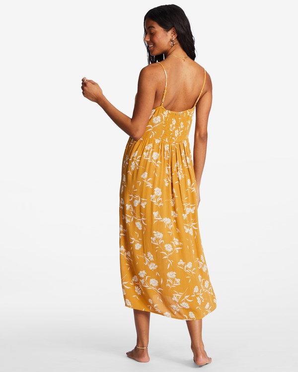 Billabong Venice Babe Midi Slip Šaty Golden Spice | LKSIHC-120