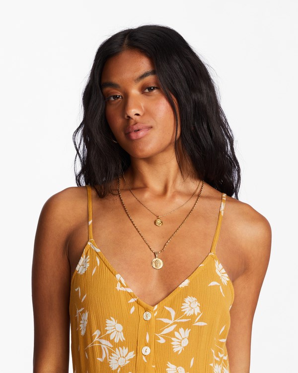 Billabong Venice Babe Midi Slip Šaty Golden Spice | LKSIHC-120