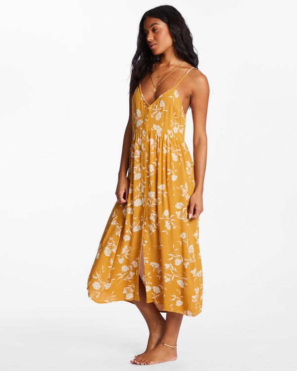 Billabong Venice Babe Midi Slip Šaty Golden Spice | PNZUHQ-208