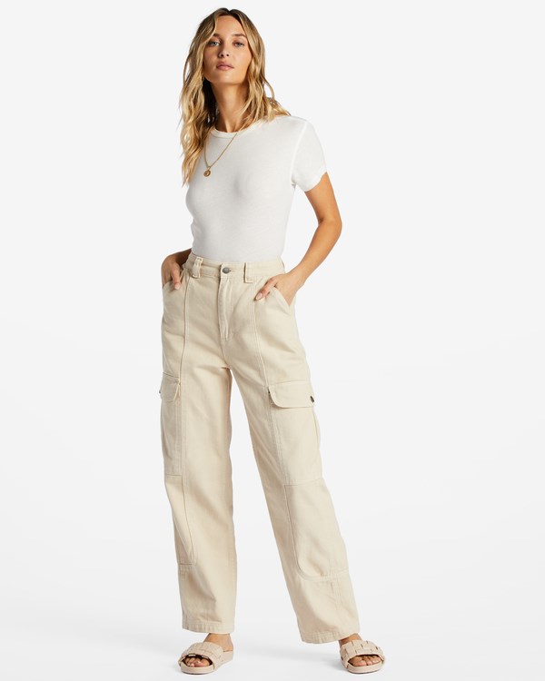 Billabong Wall To Wall Denim Cargo Pants Bílé | STMPKQ-513