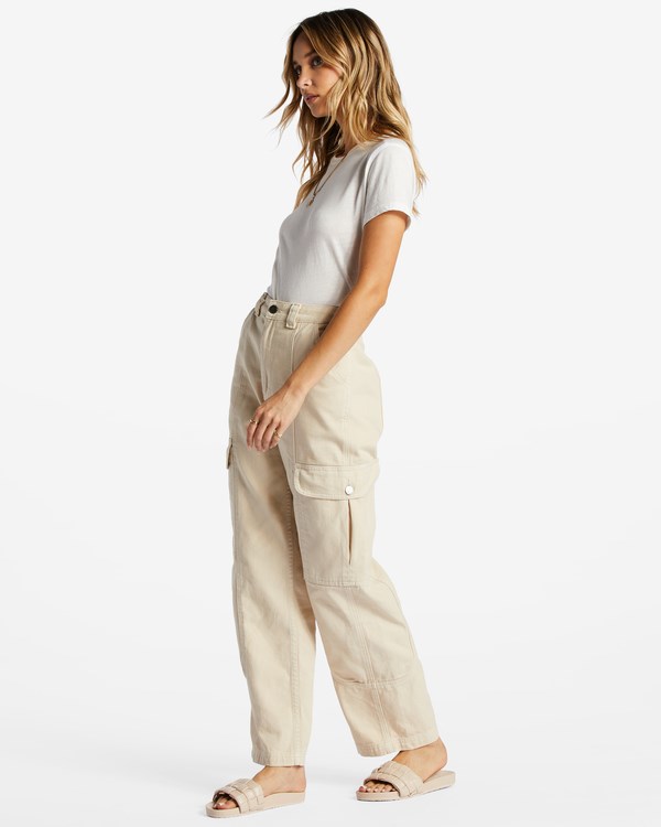 Billabong Wall To Wall Denim Cargo Pants Bílé | STMPKQ-513