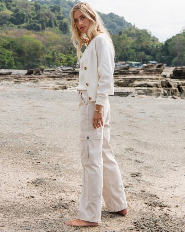 Billabong Wall To Wall Denim Cargo Pants Bílé | STMPKQ-513