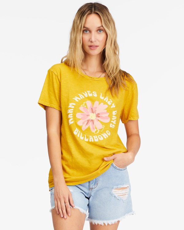 Billabong Warm Waves Lazy Days Boyfriend T-Shirt Golden Touch | INBFHL-069