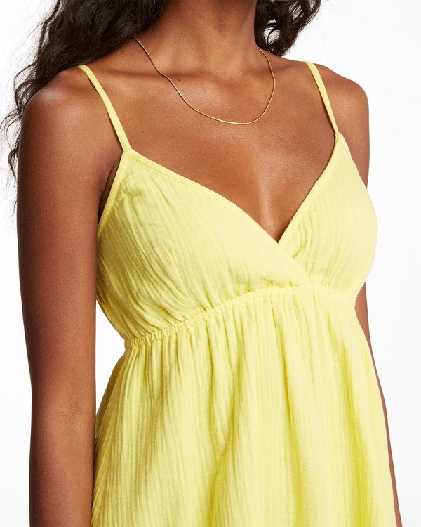 Billabong Wave After Wave Babydoll Mini Šaty Citron | QRAUCJ-286