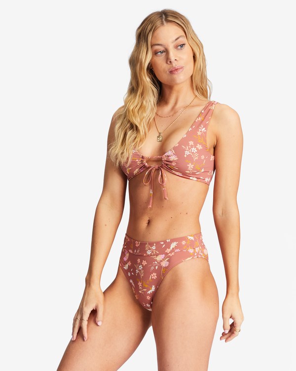 Billabong Whisper To Me Front-Tie Tank Bikiny Top Čokolády | XGTUIM-581