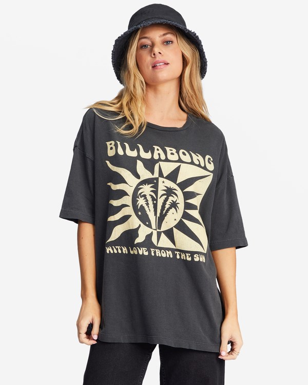Billabong With Love From The Sun Oversized Grafická Boyfriend T-Shirt Černé | HGUBNM-673