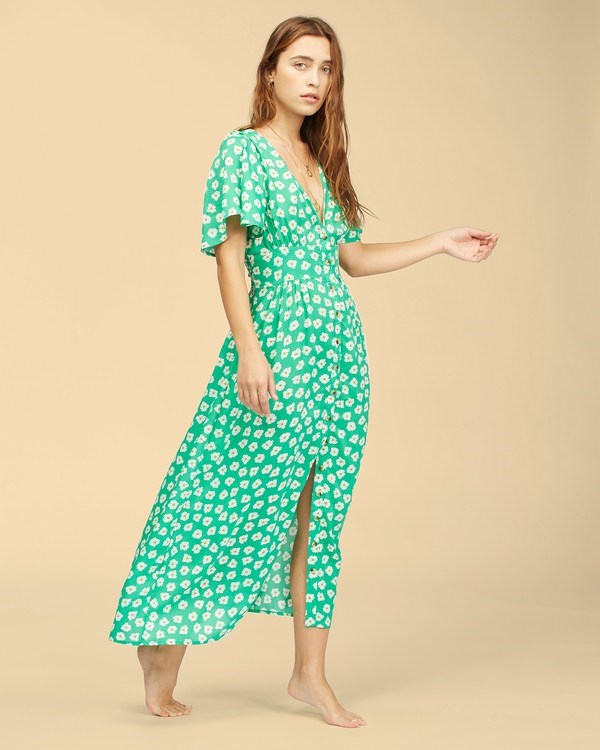 Billabong Wrangler Floral Dream Šaty Clover | GIJFWA-498