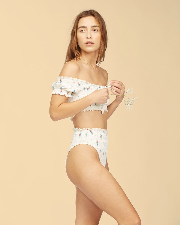 Billabong Wrangler Meadowlands Smocked Rise Bikiny Bottoms Salt Crystal | HWTKFQ-120